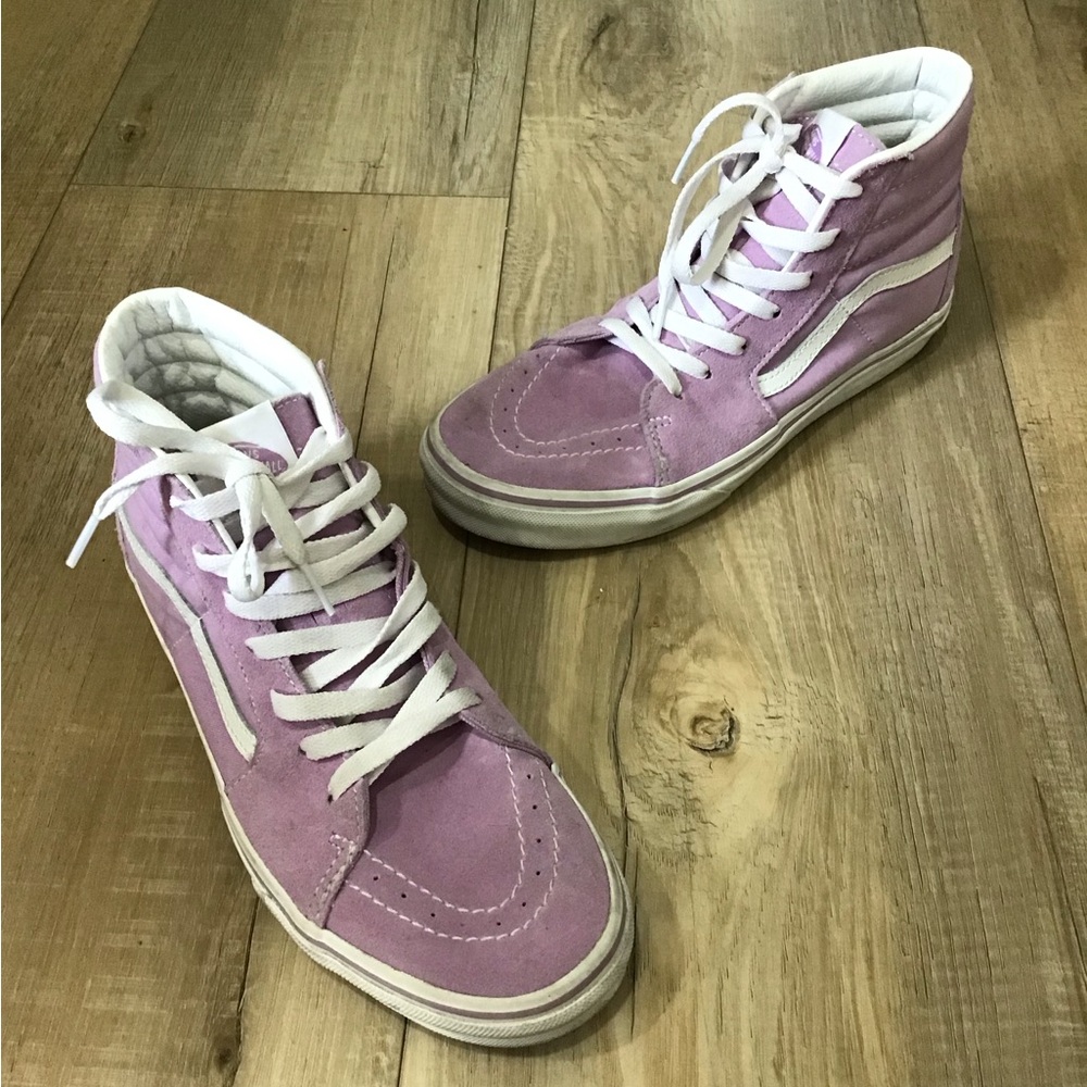 Vans Sk8-Hi Shoes Womens Size 6.5 Purple Lavender White High Top Skate Sneakers